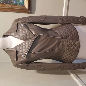 Dawn Levy quilted leather DL2 Dakota moto jacket in taupe